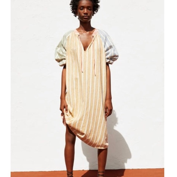 zara striped rustic dress